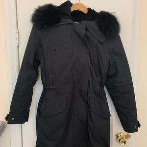 NWT Yves Salomon Army Parka Rabbit & Fox Fur Black